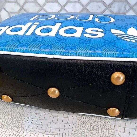 💋Very Rare Brand New Adidas x Gucci Blue Crystal Canvas Cross Bag - Picture 3 of 12